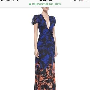 Diane Von Furstenberg Twist-Front FloralMaxi Dress